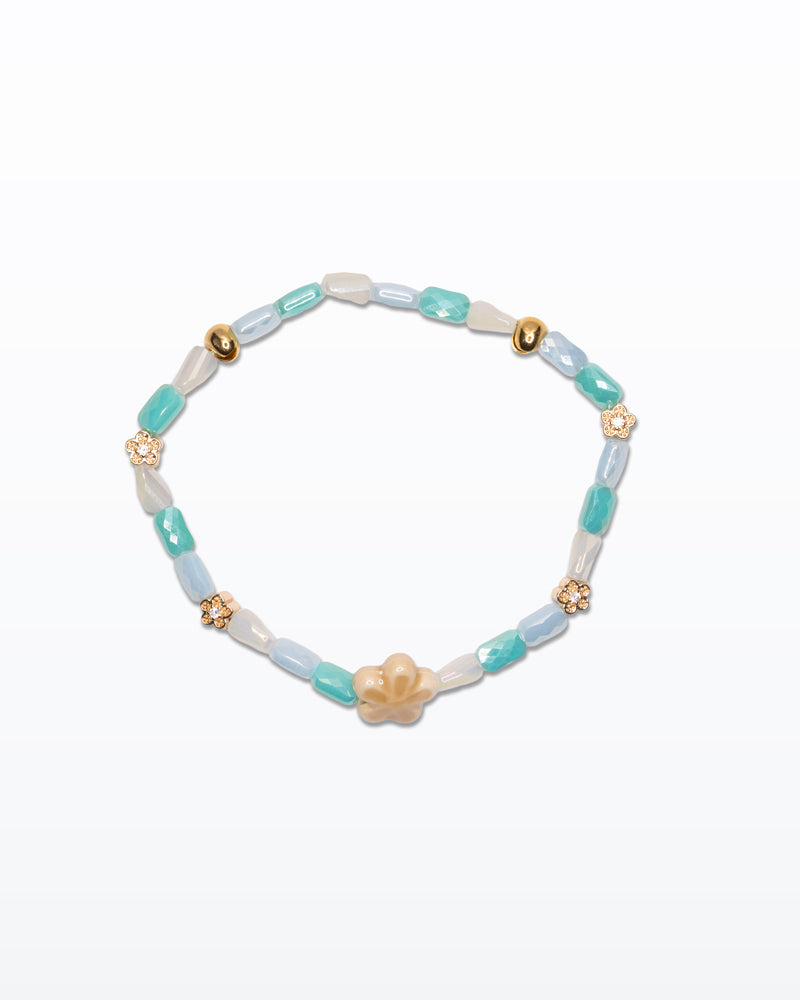 Millefiori – Bracciale con perline vetro e fiore ceramica